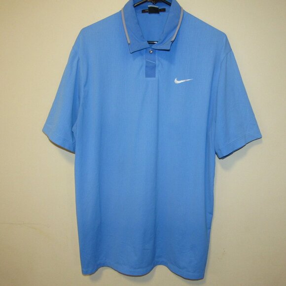 Nike Other - Tiger Woods Collection Nike Golf Dri Fit Blue Stretchy Short Sleeve Polo Shirt L